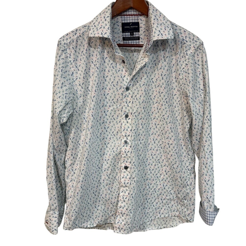 Daniel Hechter White and Blue Patterned‎ Men's Shirt. 100% cotton.